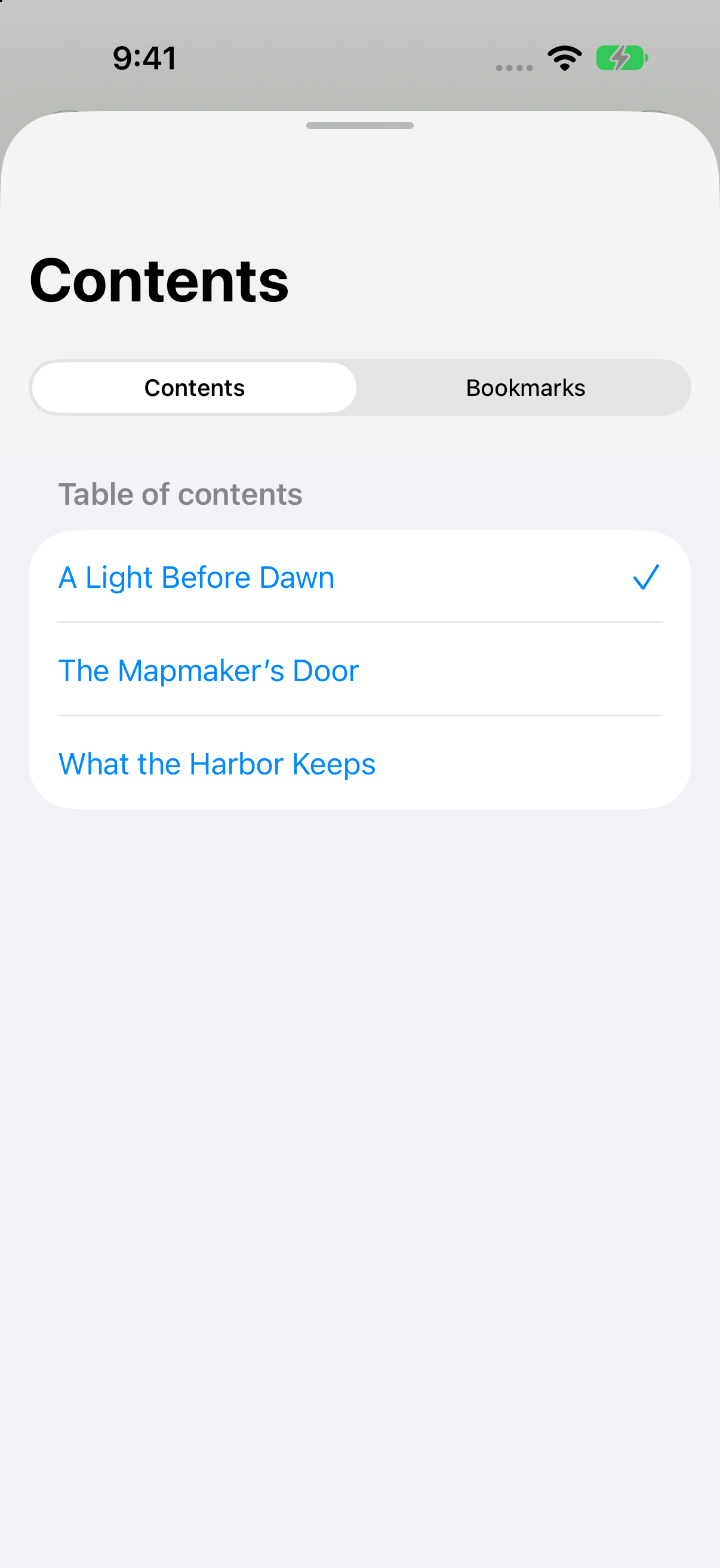 LibraVia contents on iPhone
