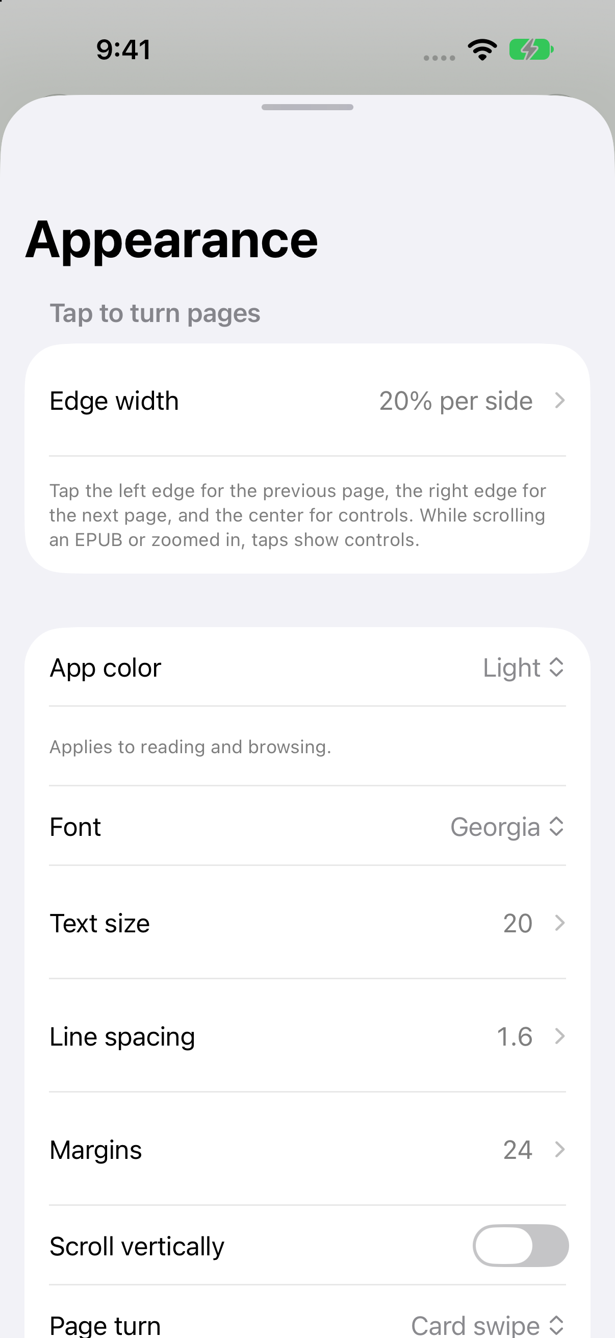 LibraVia appearance on iPhone